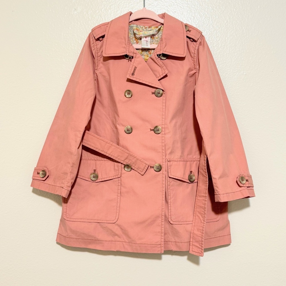 Bonpoint pink trench coat 6A